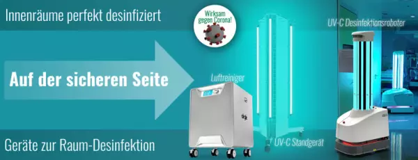 Room Disinfection ● air and surfaces ● UV-C light against viruses and bacteria