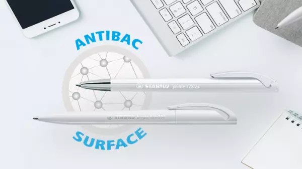 Writing utensils with an antibacterial surface