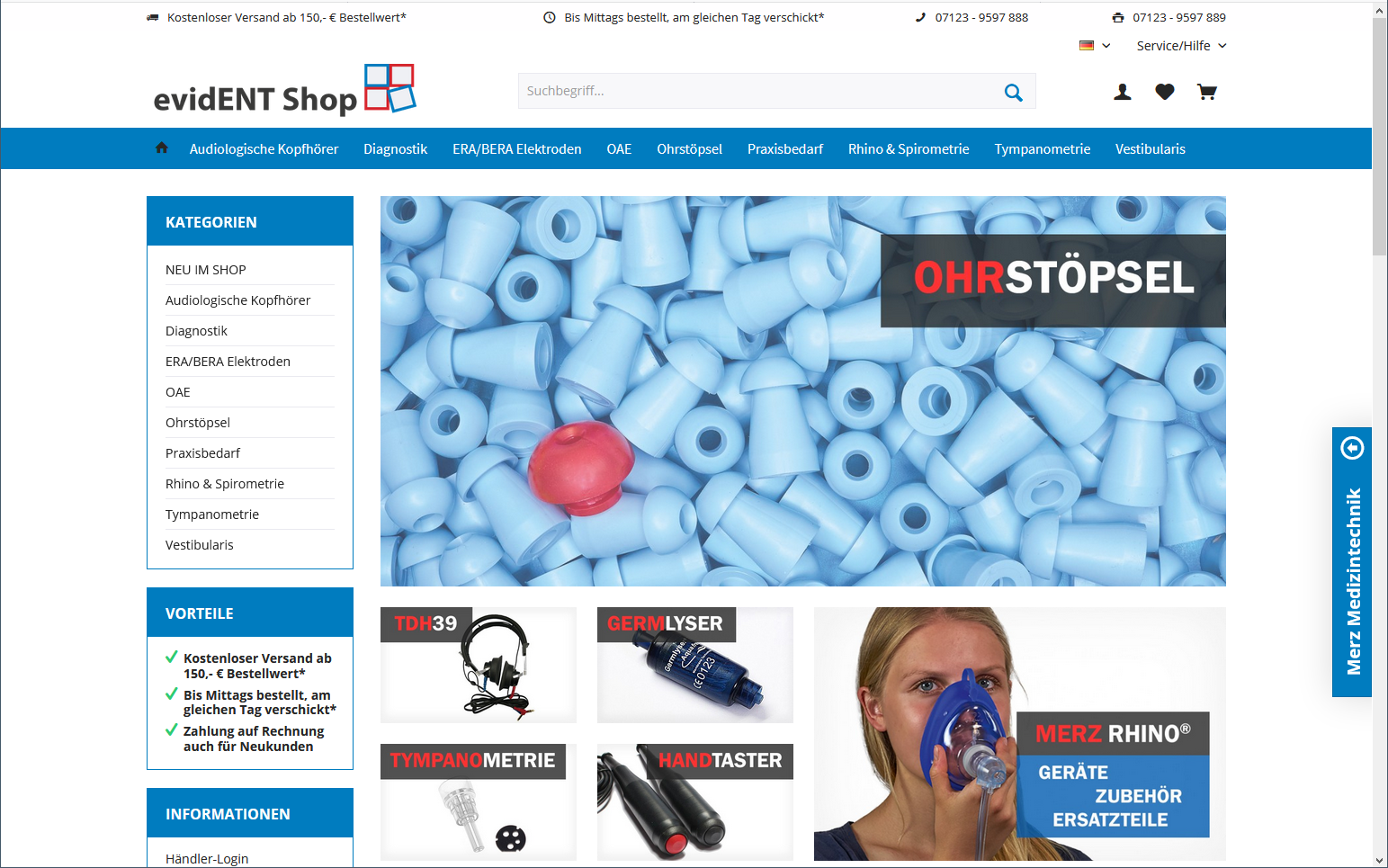 evidENT Shop - Verbrauchsmaterial und Ersatzteile für die HNO-Diagnostik